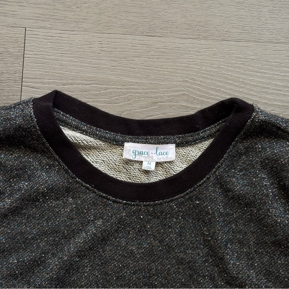 Grace & Lace Glitter Crewneck Pullover Sweatshirt - Picture 3 of 5